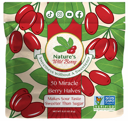 Nature’s Wild Berry 50-serving refill pouch of freeze-dried miracle berry halves, Non-GMO Project Verified